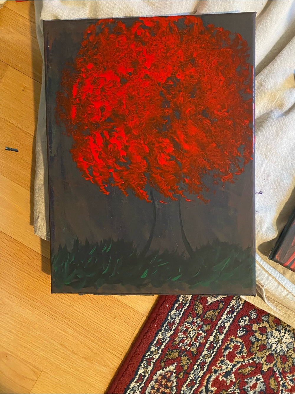 Red Tree Canvas Art Painting - Contemporary Home Art